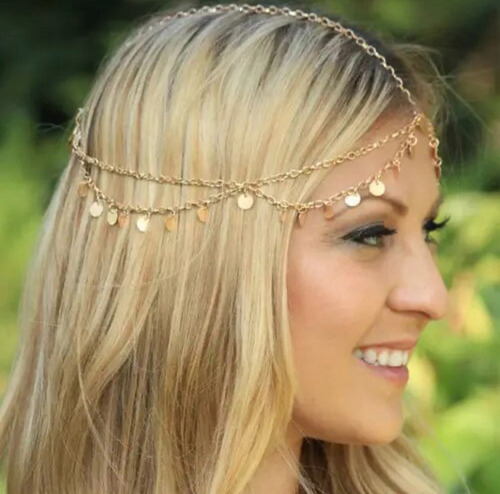 Diadema Hindúes De 50cm En Color Dorado Para Mujer