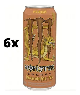 6 Energético Monster Energy Peach Dragon Ice Tea Lançamento