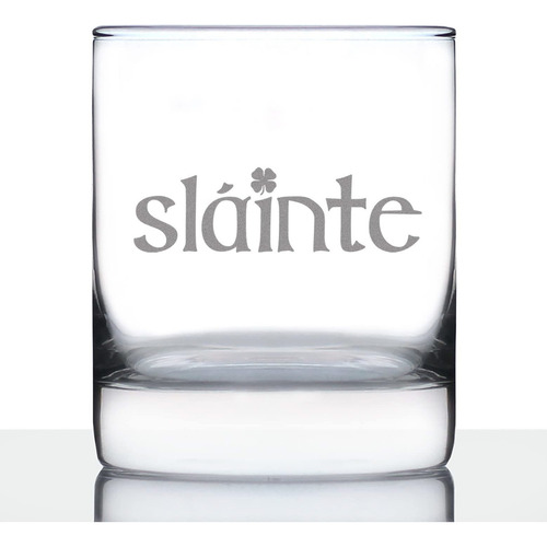 Slainte - Irish Cheers - Whiskey Rocks Glass - Funny St Pat.