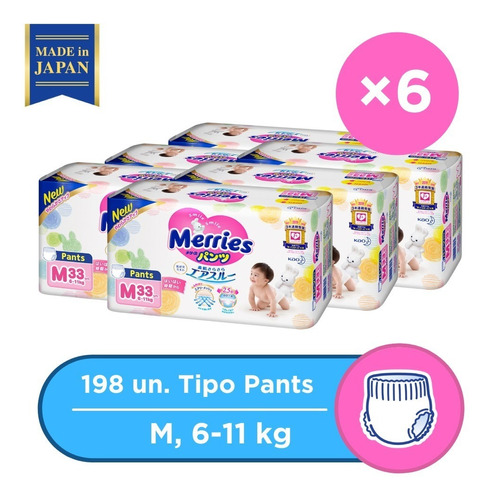 Pack X6 Merries Pants M (6-11kg)