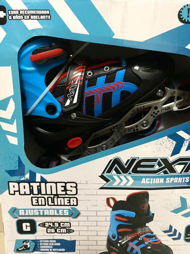 Patines Next Action Rojo Ajustables Talla G 24.5cm A 26cm