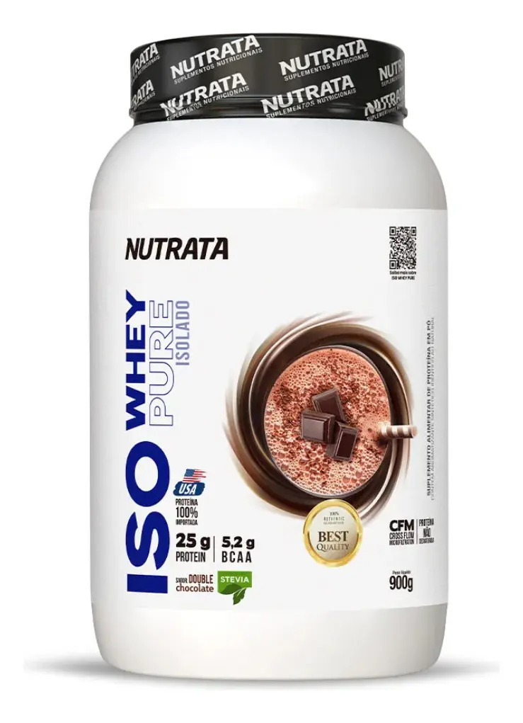 Iso Whey Pure Whey Protein Com Stevia 900g Nutrata Sabor Chocolate