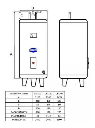 Calentador Eléctrico Récord 200 Litros 