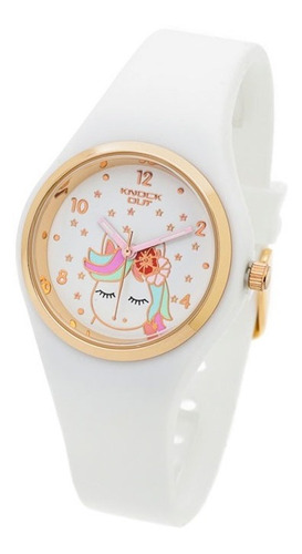 Reloj Knock Out Mujer 8449 Silicona Wr30 Metal Glitter N