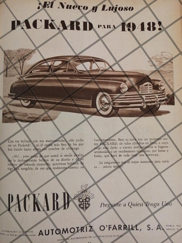 Cartel Antiguo Agencia De Autos O`farrill 1948 3