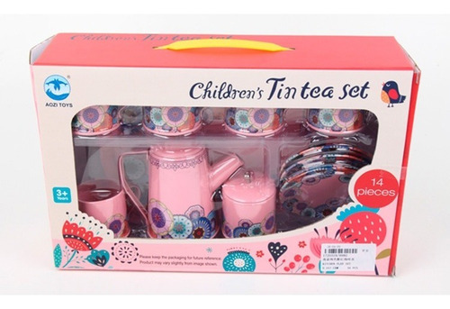 Juego De Té Tazas Tetera Platos 14 Pcs 1720519 E.normal Color Rosa