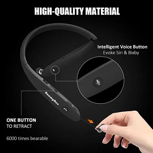 AMORNO Auriculares Bluetooth plegables, auriculares deportivos inalámbricos  con banda para el cuello con auriculares retráctiles, auriculares estéreo