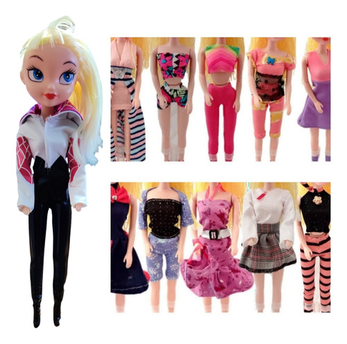 Muñeca Spider Girlfriend + 10 Conjuntos De Ropa Env Gratis