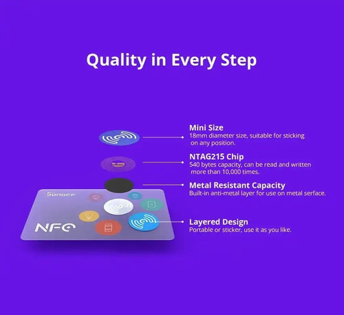Sonoff Nfc Tag - 2 X Chip Ntag215 540 Bytes Autoadhesivo