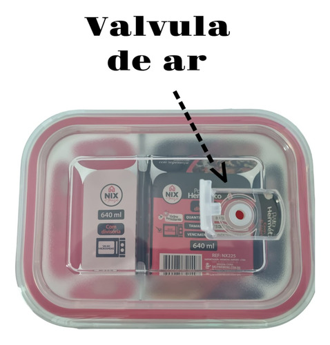 Conjunto Com 10 Potes 640ml Divisória Hermético Marmita