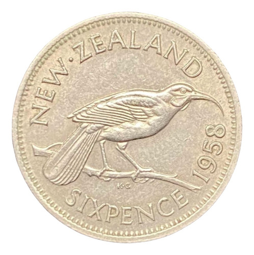 Nueva Zelanda - 6 Pence - Año 1958 - Km #26 - Huia