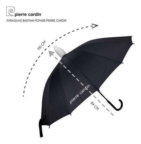 Paraguas Largo Funda Telescopica Pierre Cardin Pcpa08 Negro Liso