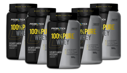 Combo 5x - 100% Pure Whey Probiotica (potes De 900g Cada)