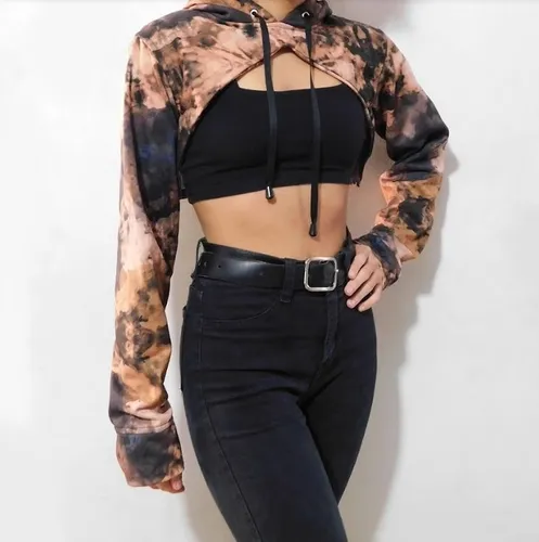 Buzo crop top con capucha hotsell