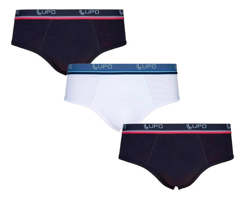 Kit 3 Cueca Slip Lupo Cueca Algodão Elastano Lupo Adulto