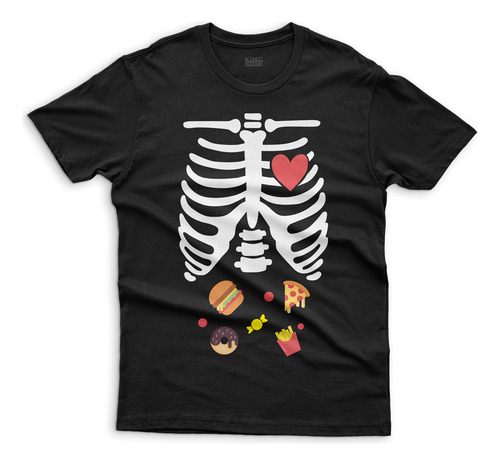 Playera Esqueleto Pizza Niño Día De Muertos Hallowen Disfraz