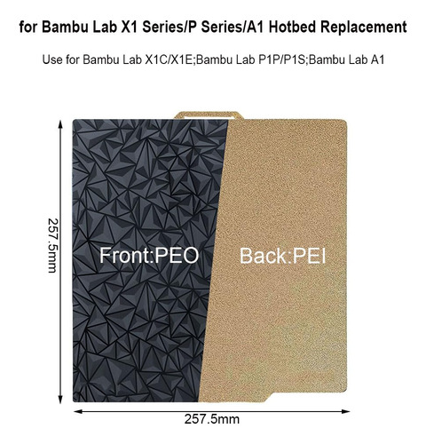 Pei Peo - Hoja Bambu Lab X1/p1p/p1s Placa De Construcci...