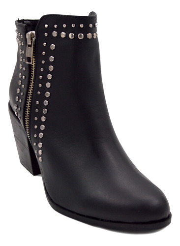 Botas Botinetas Taco Mujer Zapatos Cuero Moda Tachas 417pm