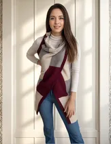 Comprar Ensamble Tejido Maxi Chaleco Tejido De Dama Asimetrico