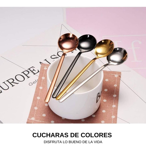 Juego De 6 Cucharas Para Café Doradas, Cucharas Cafeteras