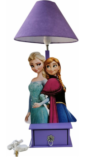 Lámpara Infantil Frozen Ana Y Elsa Color Lila 8 Pz