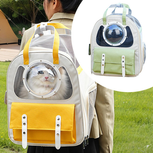 Mochila Para Gato Transportista Portátil De Verde