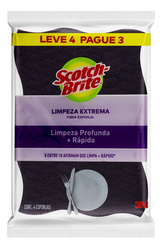 Esponja Scotch-Brite Limpeza Extrema lilás pacote x 4