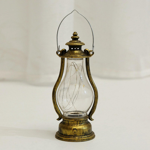 Lâmpada Led Lanterna A Óleo Ouro Bronze 5,7 Cm X 15 Cm