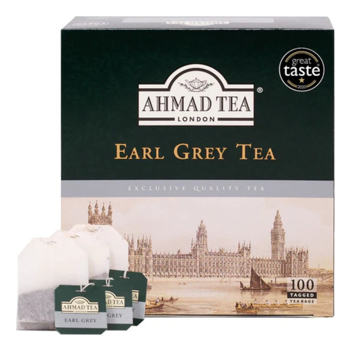  Té Negro Ahmad Premium Tea Earl Grey Tea 100 Bolsitas 