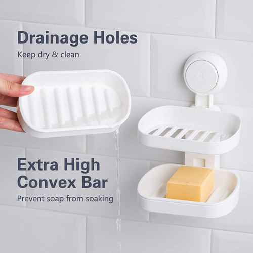 W Soporte De Jabón Con Ventosa De Doble Capa Para Baño Y.