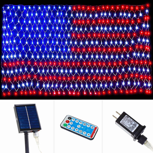 Qulist Luces Solares Para Bandera Americana 420 Luces Solare