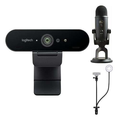 4k Webcam Con Microfonos Azules Blackout Y Selfie Con Soport