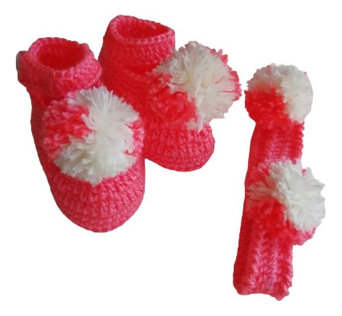 Kit Escarpines Botines Tejido Crochet Para Bebe 0 A 8 Meses