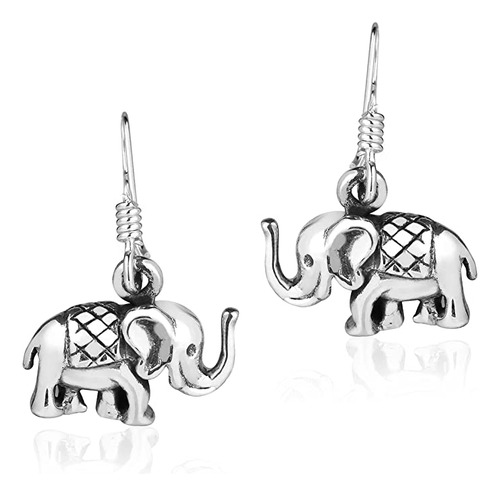 Mini Pendientes De Plata De Ley 925 Con Elefante Tailandés.