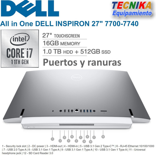 Dell Inspiron 27' Aio Touch I7 16gb 1tb 512gb Nvidia Mx330