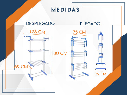 Tender De Ropa Vertical Extensible Ruedas Plegable Con Alas