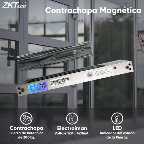 Zkteco Control De Acceso Profesional De Huella Modelo Ma500pak / Tarjeta Y Password / Ip65 / Con Contrachapa Magnética De 200kg , Soporte De Fijación Zl Y Botón De Salida No Touch