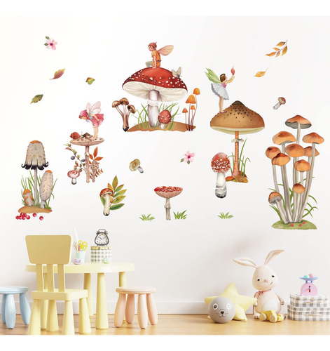 Calcomanias De Pared Para Decorar Diseño Hongos Hadas Marro