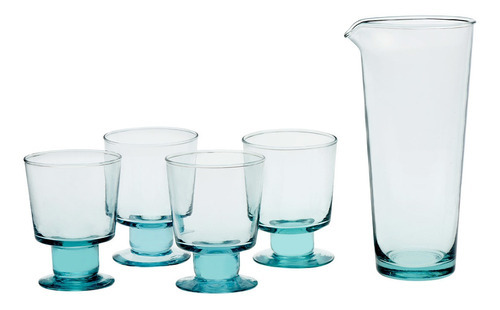 Copas Vasos 4 Pzas 295 Ml + Garrafa Vidrio Prologue Libbey Color Azul aqua