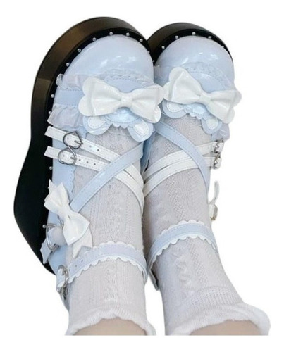 Lolita-sandalias Con Lazo Estilo Japonés Para Mujer Zapatos