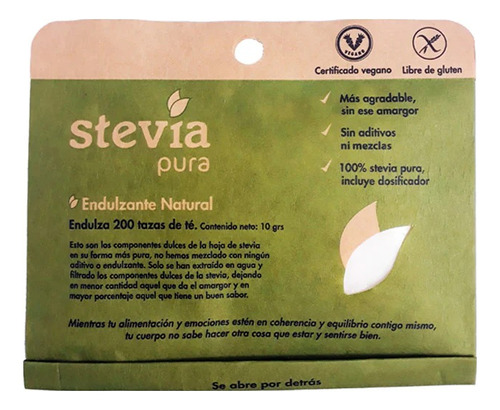 Stevia Pura - Natural En Polvo Rinde 200 Tazas (sobre)