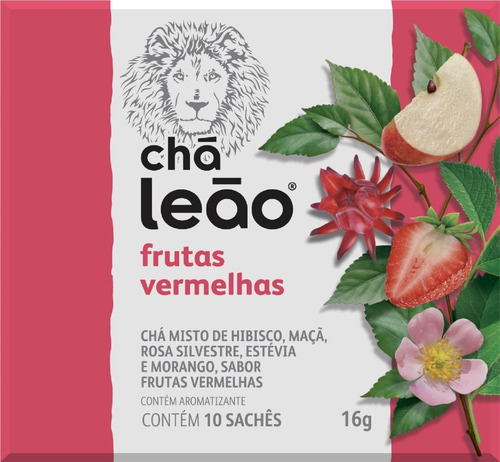 Chá Leão Frutas Vermelhas Sachê 16g 10 Unidades