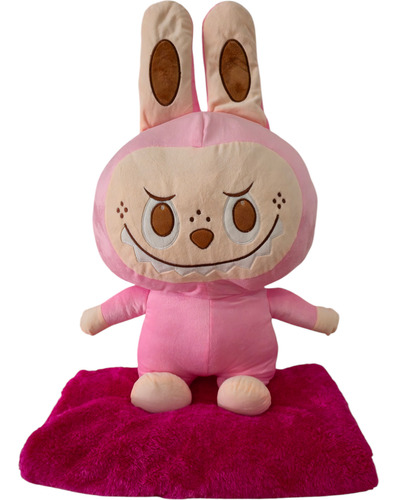 Peluche Labubu Super Grande Con Manta Importados Bellisimos Gris