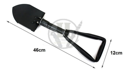 Imagen 2 de 7 de Pala Tactica Negro Plegable Pico Serrucho Funda De Regalo