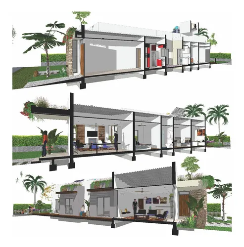 Plano De Casa Moderna Medidas Diseño Color 168m2