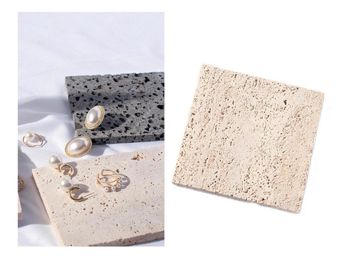 Bandeja De Almacenamiento De Collar De Tiro Cuadrado Beige