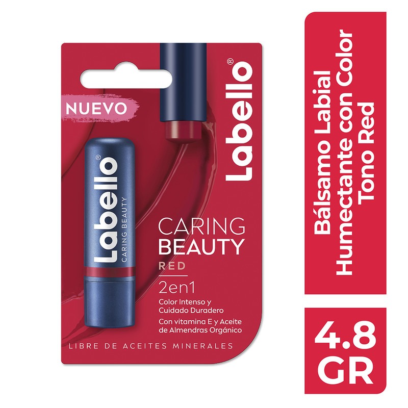Bálsamo Labial Labello Caring Beauty Color Red 4.8g