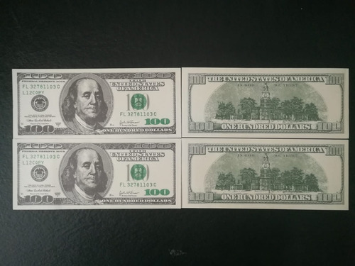 Imagen 3 de 3 de 2 Billetes De Cien Dólares De Juguete.