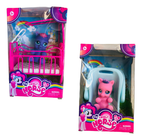 Combo My Lovely Horse Pet Ponies Bebes 1 Violeta Y 1 Rosa