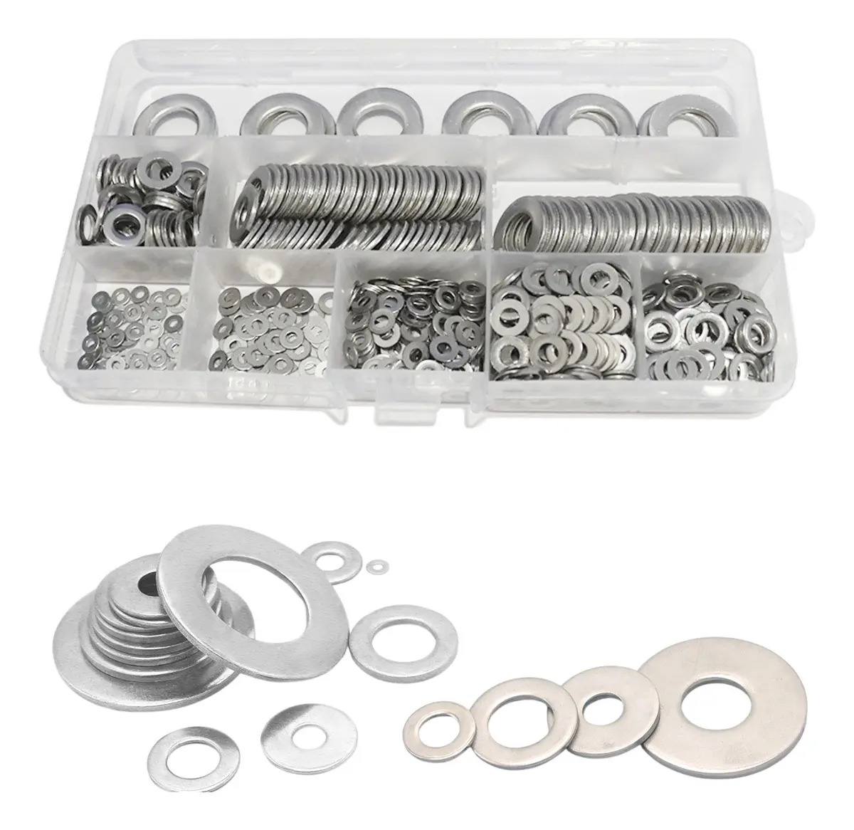 Kit 700 Arruelas Inox CJFIX Resistente Corrosão para Diversos Usos M2 a M12